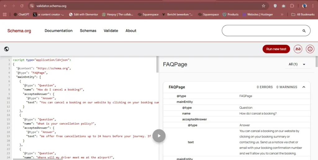 FAQ schema Markup Example