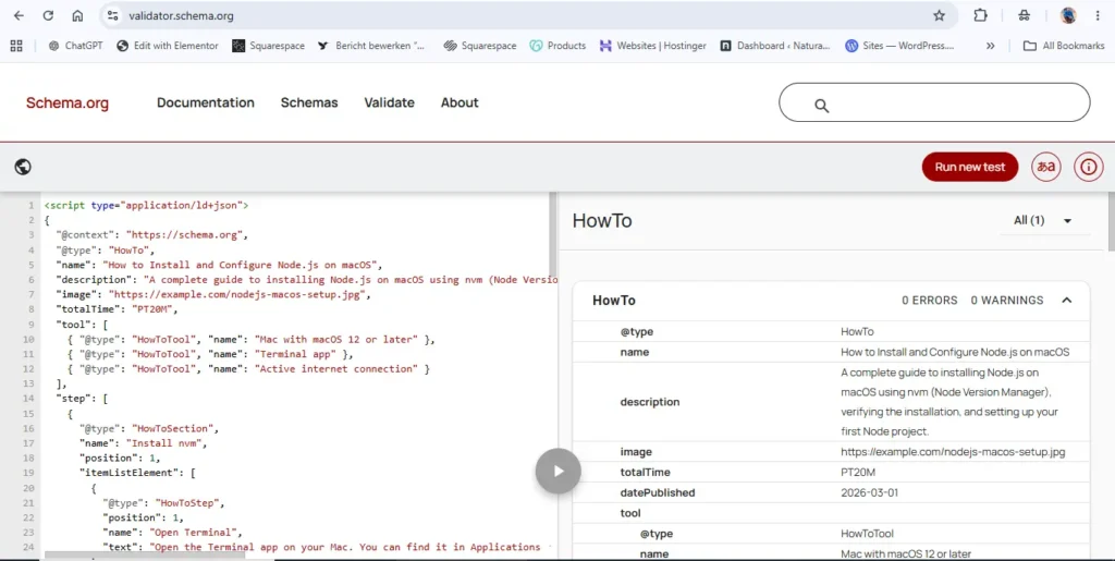 How to schema Markup generated via Iloveschema and then validate via schem org